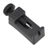 A black precision watch band link pin remover tool with a threaded end and a grip for removal.