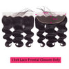 Une paire d'extensions de cheveux humains en dentelle ondulée noire, avec mesures.