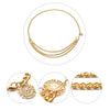 Gold chain necklace with a pendant and multiple strands shown in an oval outline.
