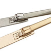 A close-up of a stretchable gold chain waist belt for women with silver and gold metallic accents.