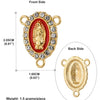 Gold-toned centerpiece connectors featuring a detailed depiction of the Virgin Mary in an oval frame.