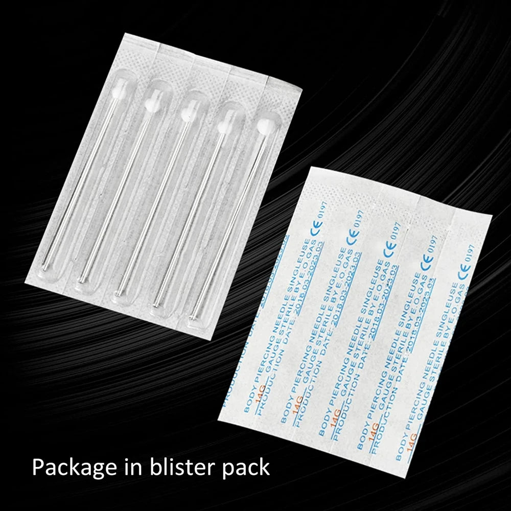 A blister pack containing a set of disposable sterile piercing needles.