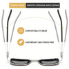 A pair of black vintage polarized square sunglasses with silver temples shown against a white background.