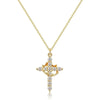 Goldfarbene Halskette und Ohrringe, Set mit rotierender Zirkonkreuz-Design