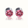 A pair of magnetic nose stud earrings made of stainless steel and cubic zirconia in a pink color.