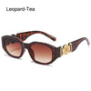 Tortoiseshell leopard print sunglasses with rose gold metal detailing