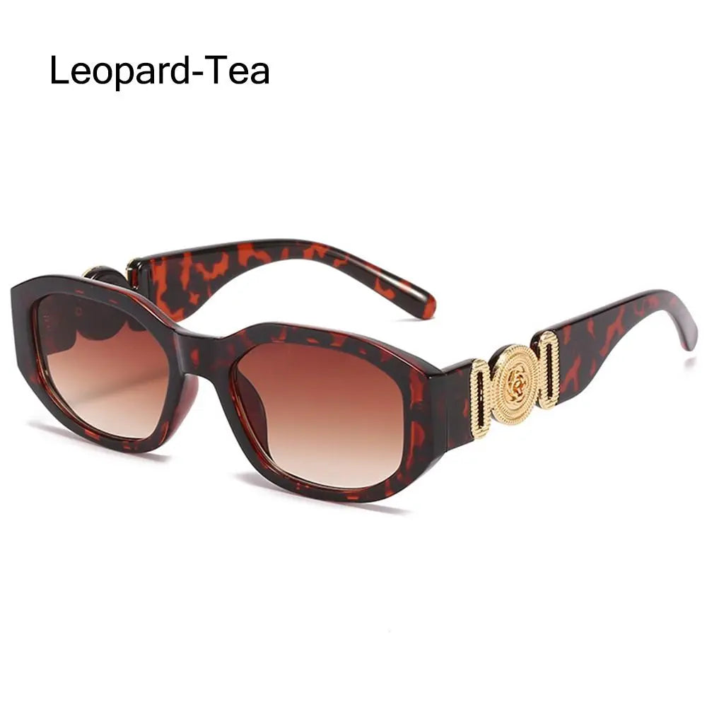 Tortoiseshell leopard print sunglasses with rose gold metal detailing