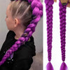 Purple long synthetic braided ponytail for kids girls measuring 77-26 inches