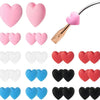 A collection of pink, white, red, blue, and black silicone ear hooks for eyeglasses.
