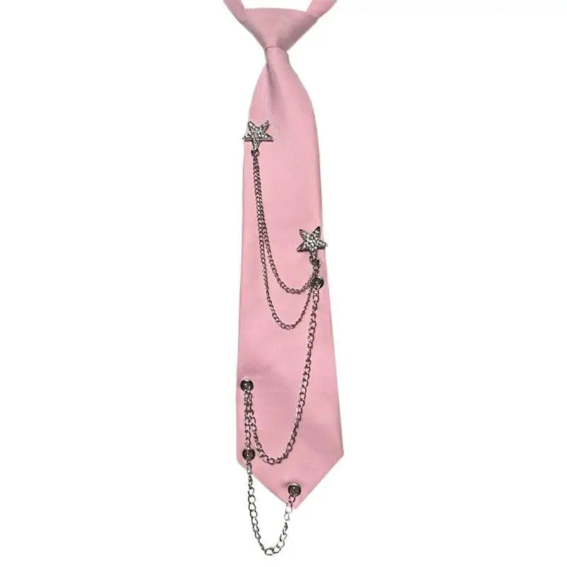 Pinker Seidenhalsband mit verstellbarem Sternketten-Detail