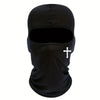 Mascarilla/balaclava deportiva negra de cara completa con diseño de cruz