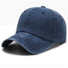 A dark navy blue casual baseball cap shown from above, featuring a curved brim and a mesh back.