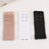 Three sets of adjustable bra extender straps in beige, white, and black for perfect fit