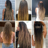 Various styles of 26-inch pre-stretched ombre braiding hair extensions shown from the back and side.
