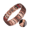A close-up view of a copper magnetic therapy bracelet for pain relief, showing the textured metal band.