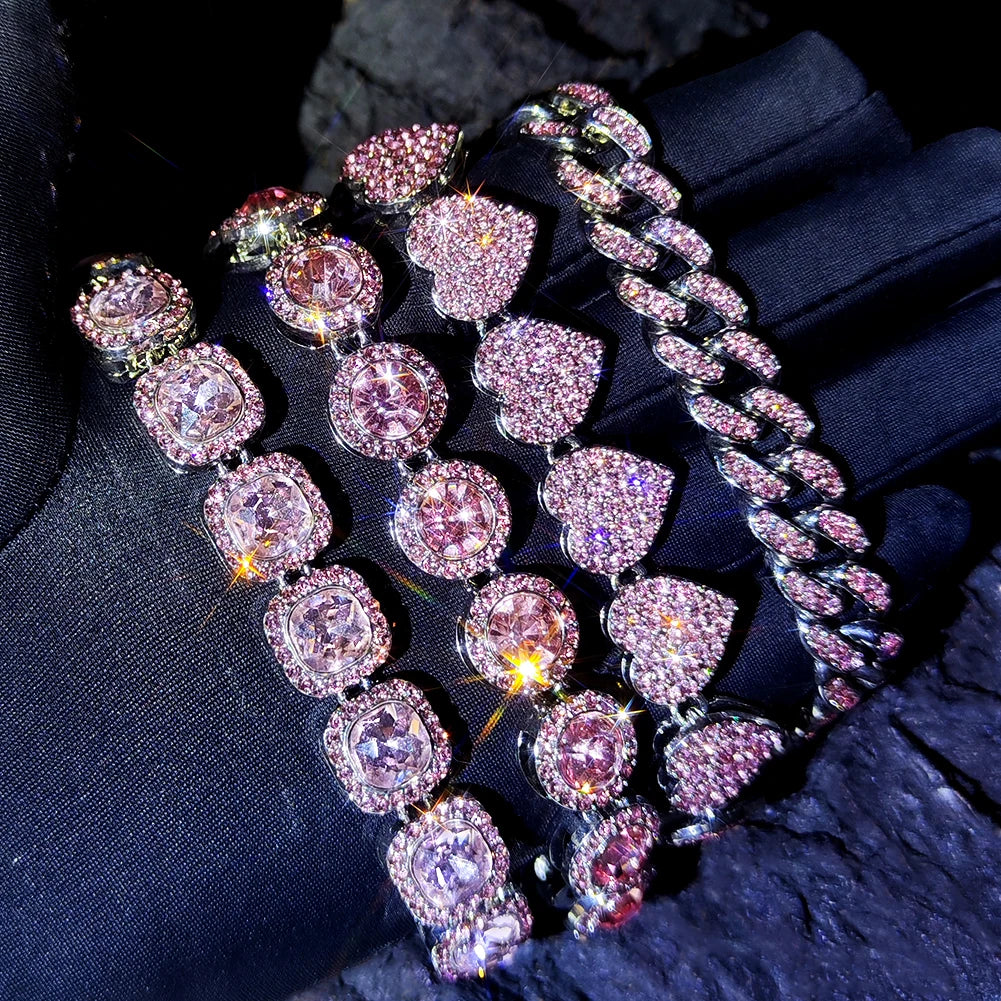 Iced Out Rhinestone Cuban Chain Bracelets