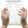 Hands holding a sheer, ultra-thin, invisible wig cap material for natural hair