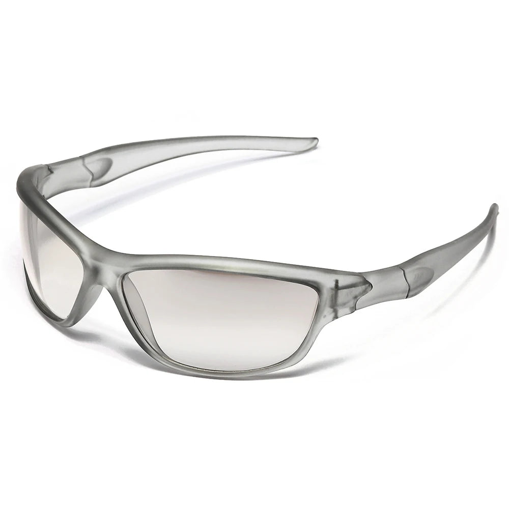 Klare, Vintage-Sonnenbrille mit gebogener Fassung und klaren Linsen