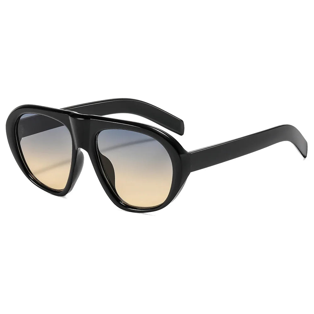 Black vintage gradient leopard print sunglasses with thick frames