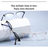 Exposition de diverses lunettes photochromiques anti-lumière bleue sur une boîte blanche.