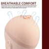 A close-up of a light pink breathable comfort wig cap shown on a mannequin head.