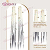 Long, wavy beaded hair extensions shown in a display case with natural ends.