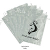Five grey satin drawstring bags for storing wig and hair extensions