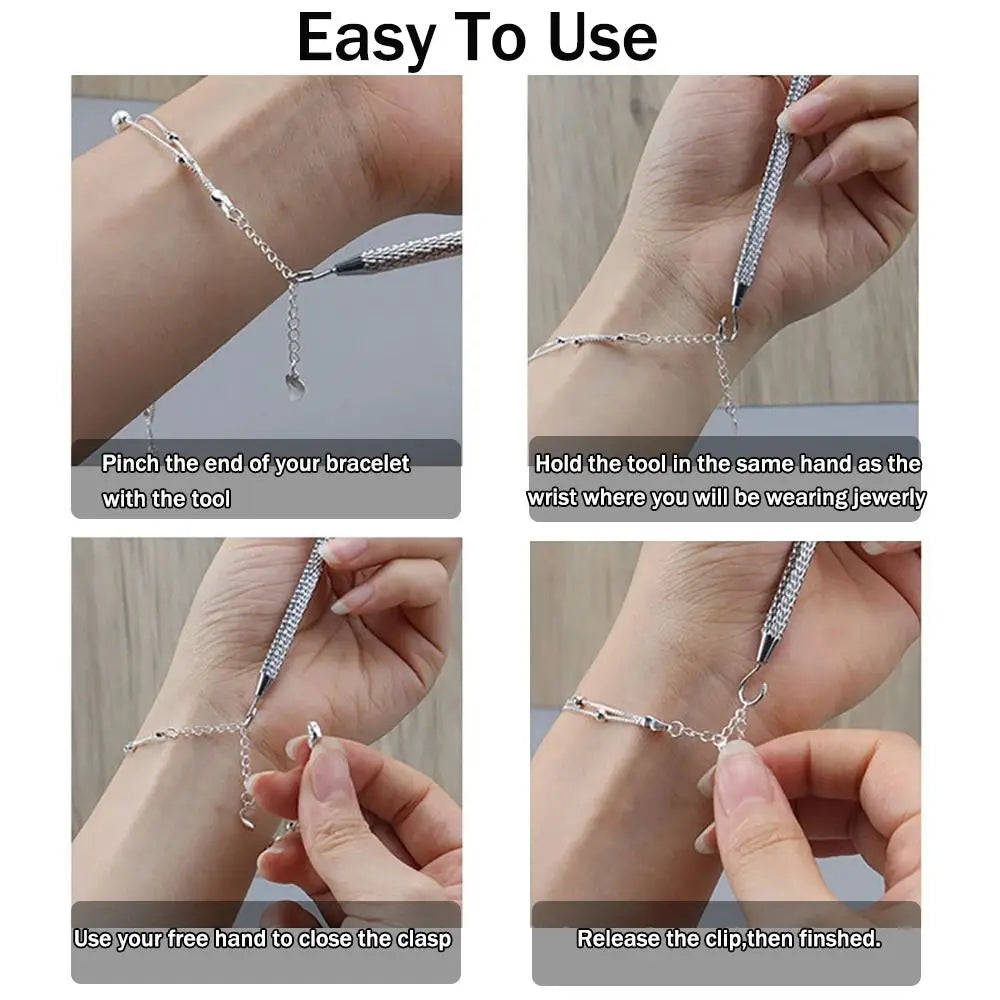Démonstration de l'utilisation de pinces de bijouterie de précision pour pincer, tenir et relâcher des fermoirs sur un bracel