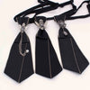 Black gothic crystal rhinestone bow tie necktie for shirts with black fabric and silver accents