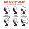 Six ways to wear cute flower boho headbands shown on a woman's silhouette.