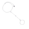 A delicate 925 sterling silver geometric bezel charm bracelet with a chain and a circular charm.