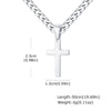 Silver stainless steel Cuban link necklace featuring a cross pendant and a chain.