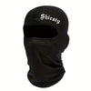 Mascarilla facial balaclava negra con el nombre Shisty impreso en texto blanco