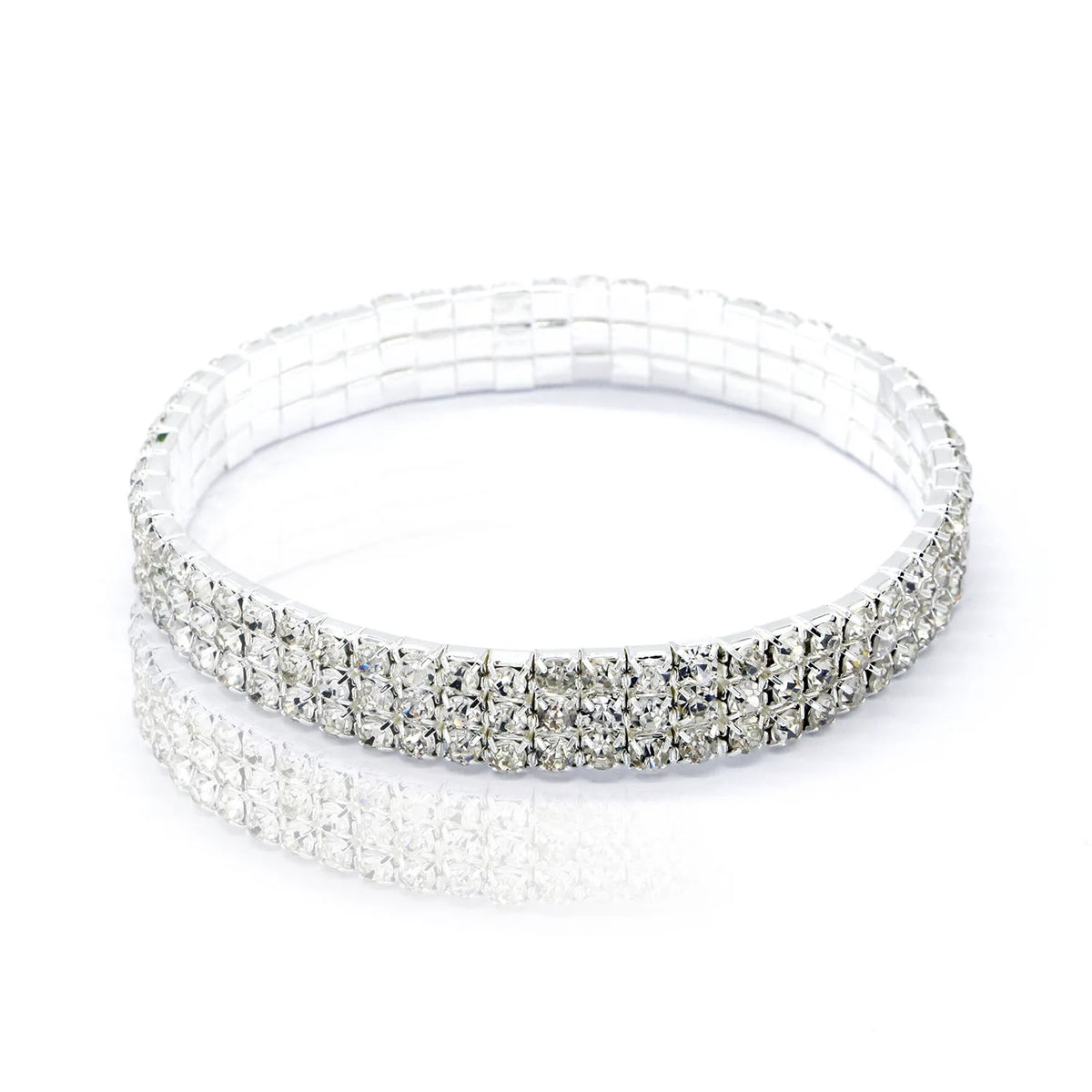 A multi-layer crystal tennis anklet for women, featuring sparkling clear stones.