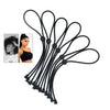 Black adjustable hair ties designed to stretch and hold curly hair