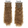 Front and back views of 22-inch curly wave synthetic hair extensions in a brown color