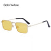 Gold-yellow retro vintage metal frame sunglasses with black arms