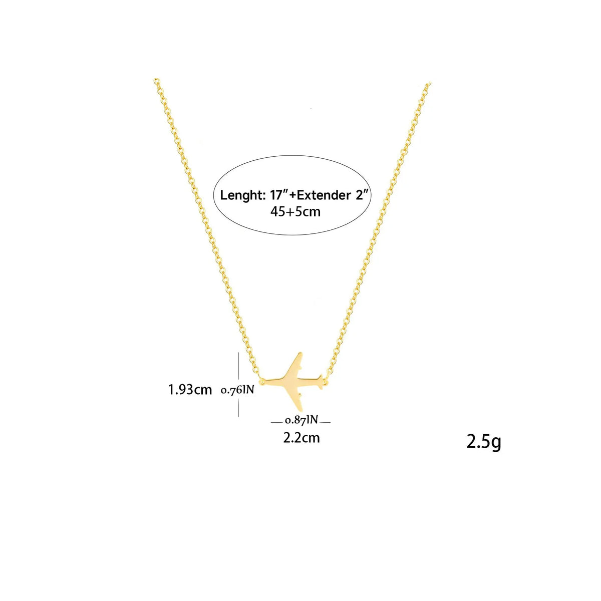 Stainless Steel Airplane Pendant Necklace