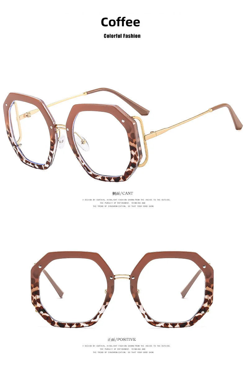 A pair of brown tortoiseshell anti-blue light eyeglasses frames shown in a studio setting.