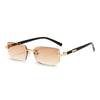 Rimless rectangle sunglasses with gold accents and black frames