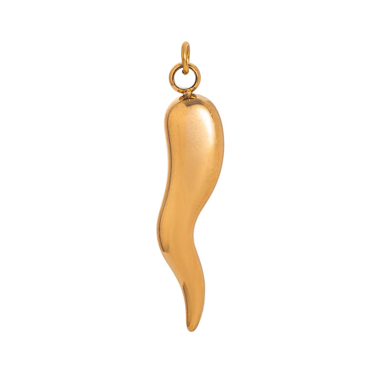 A gold plated butterfly key pendant charm hanging from a loop.