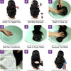 A nine-step guide showing how to wash and style a blonde straight HD lace front wig.