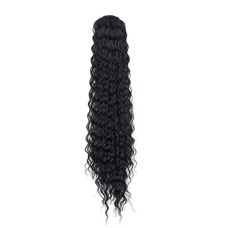 Black water wave curly drawstring ponytail hair extension