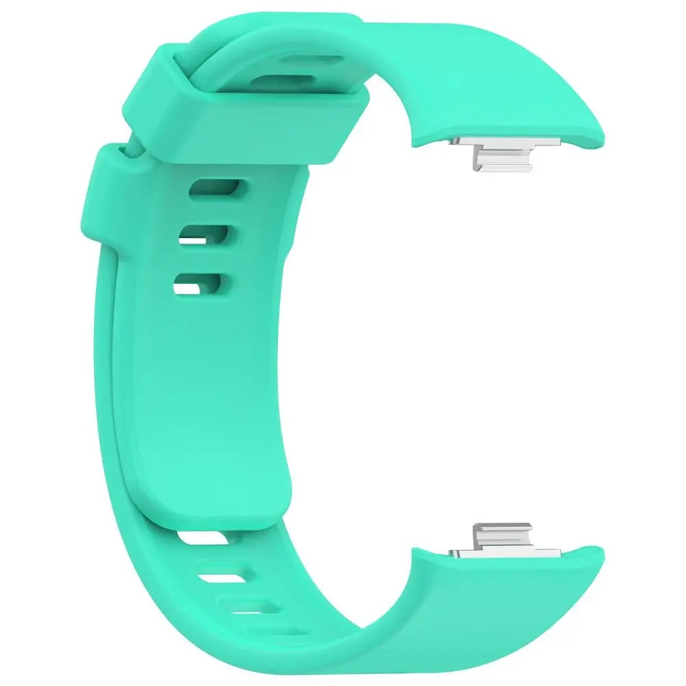 A teal silicone watch strap for a Redmi smartwatch, shown from the side.