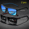 A pair of black red frame sunglasses with an ice blue mirror lens and a vintage check pattern design.