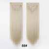 A pair of 24-inch clip-in hair extensions featuring straight, light blonde hair with clip-in pieces at the crown.