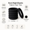 Scrunchies noirs en tissu élastique pour chignons, tresses et bracelets de poignet.