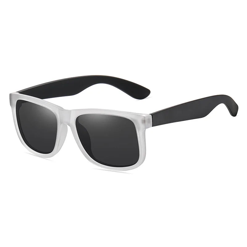 Silver-framed vintage polarized square sunglasses with dark lenses