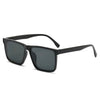 Black square frame sunglasses with dark lenses shown against a white background.