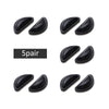Five pairs of black silicone nose pads for eyeglasses shown in various angles